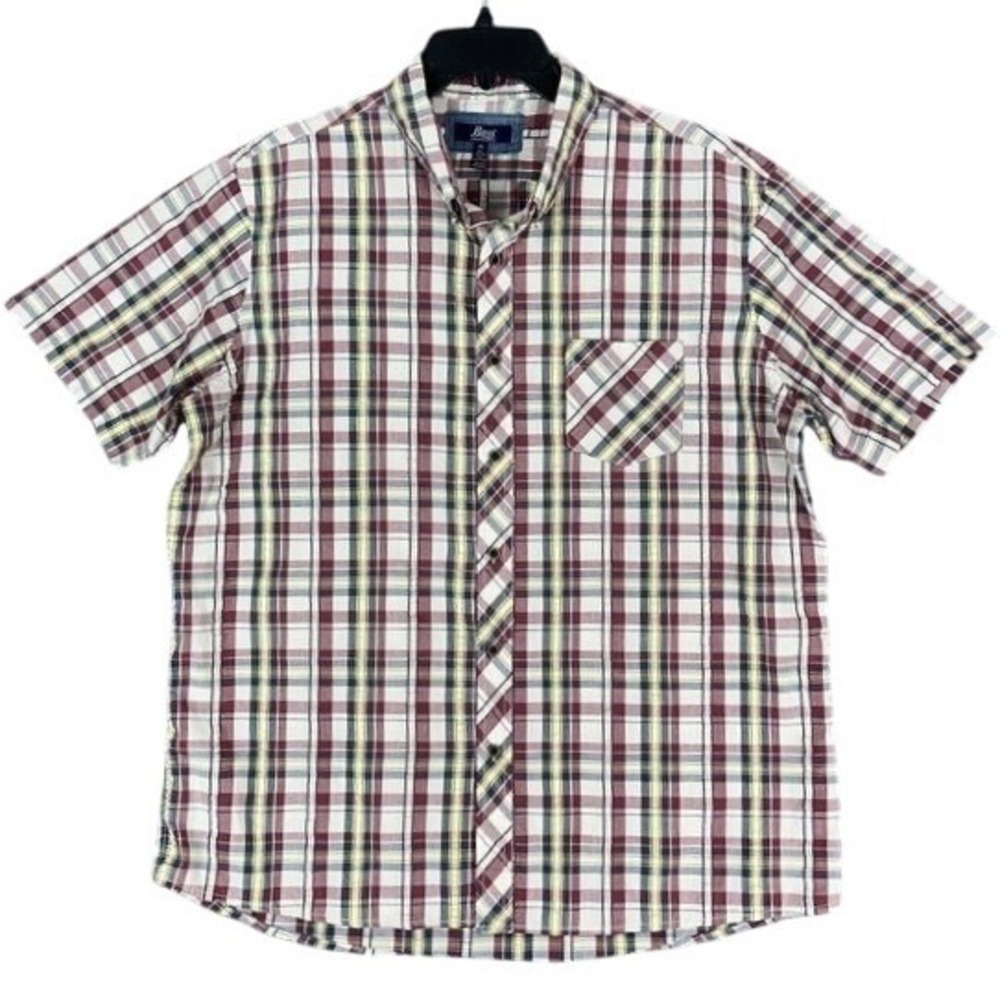 GH Bass Shirt Mens Extra Large Button-Down Short-Sleeve Business Casual Plaid